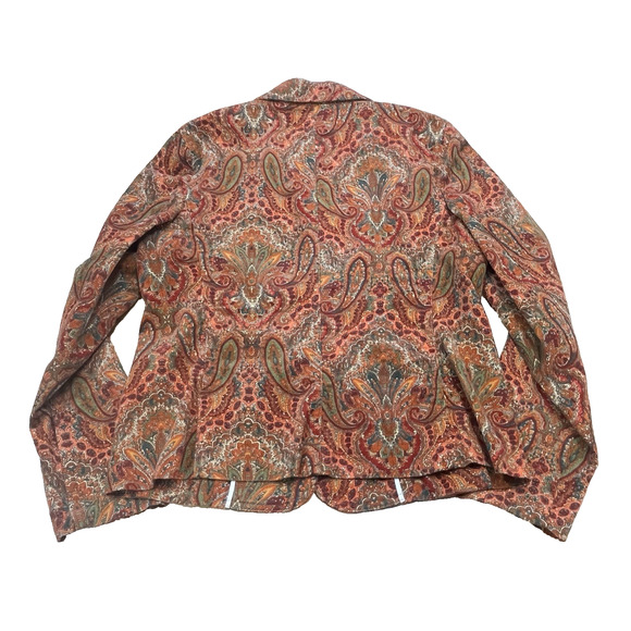Vintage Villager by Liz Claiborne Paisley Corduroy Blazer Jacket Size 12 Boho - Picture 2 of 12